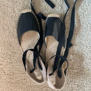 Black Leather Soludos Espadrilles